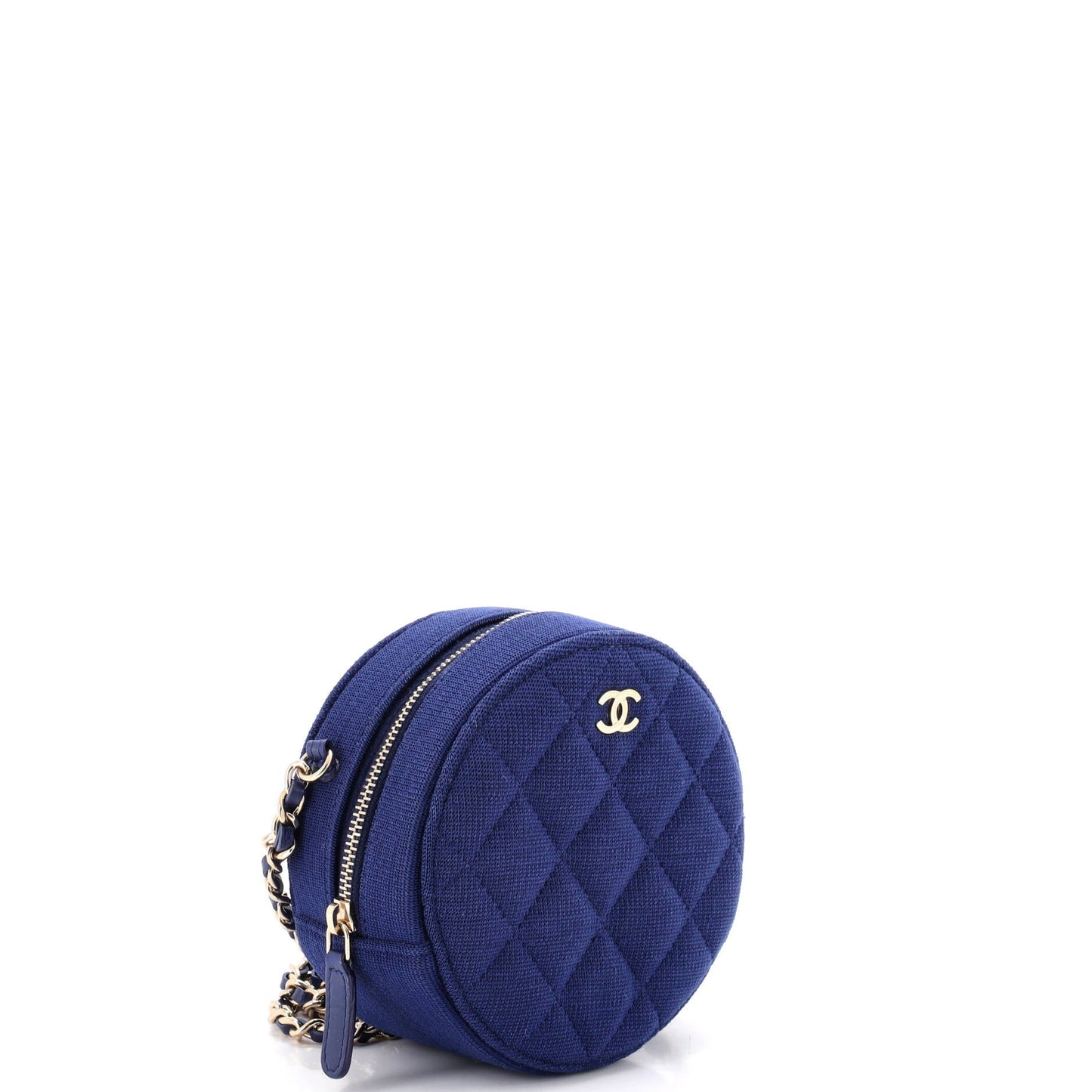Round Clutch with Chain Quilted Jersey Mini