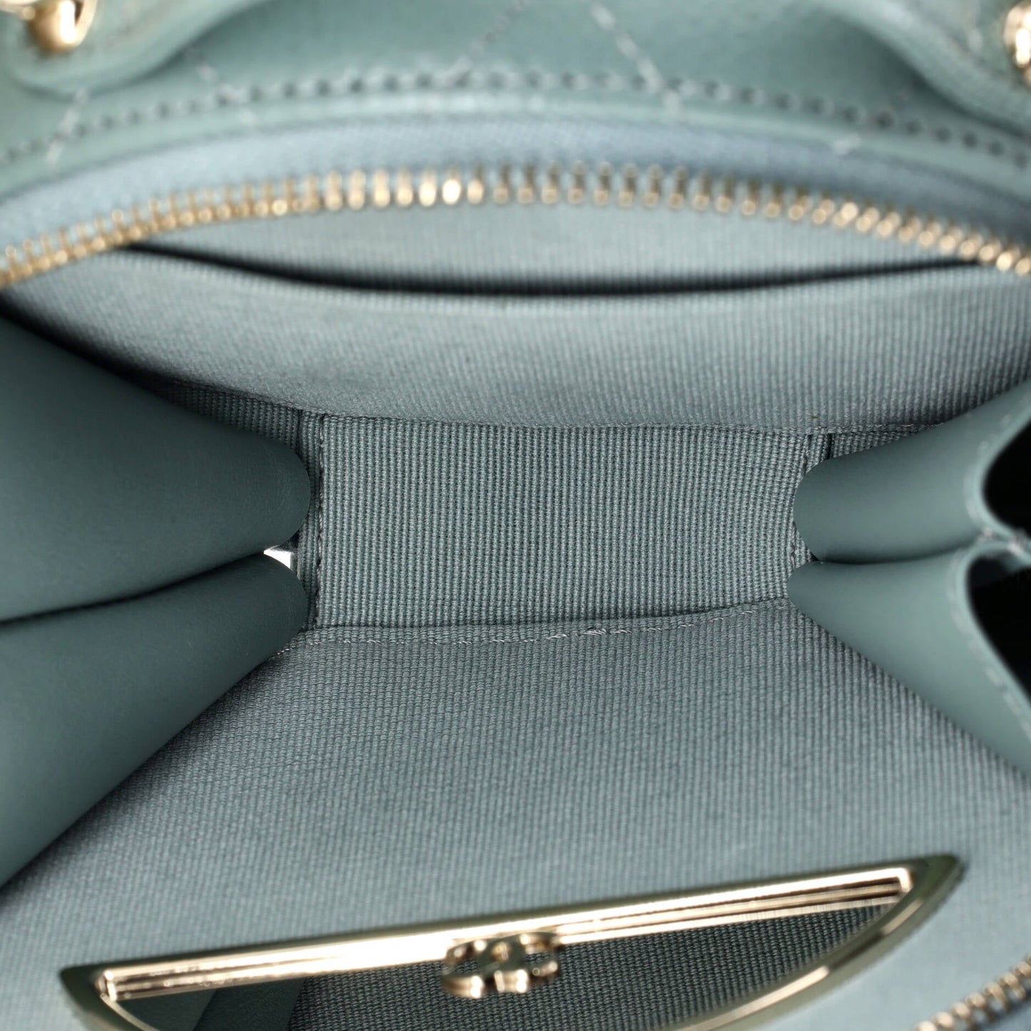 Handle with Care Round Vanity Case with Chain Quilted Caviar Small