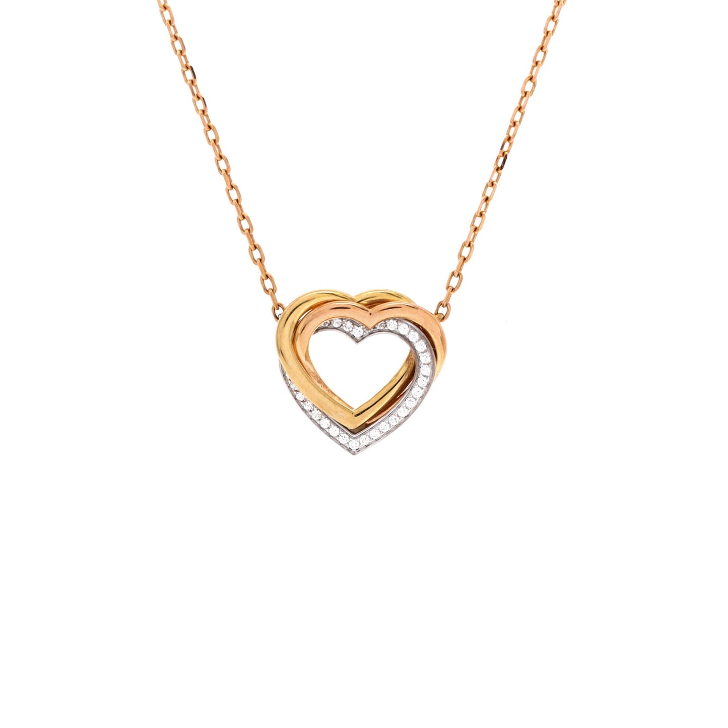 Trinity de Cartier Heart Pendant Necklace 18K Tricolor Gold with Diamonds