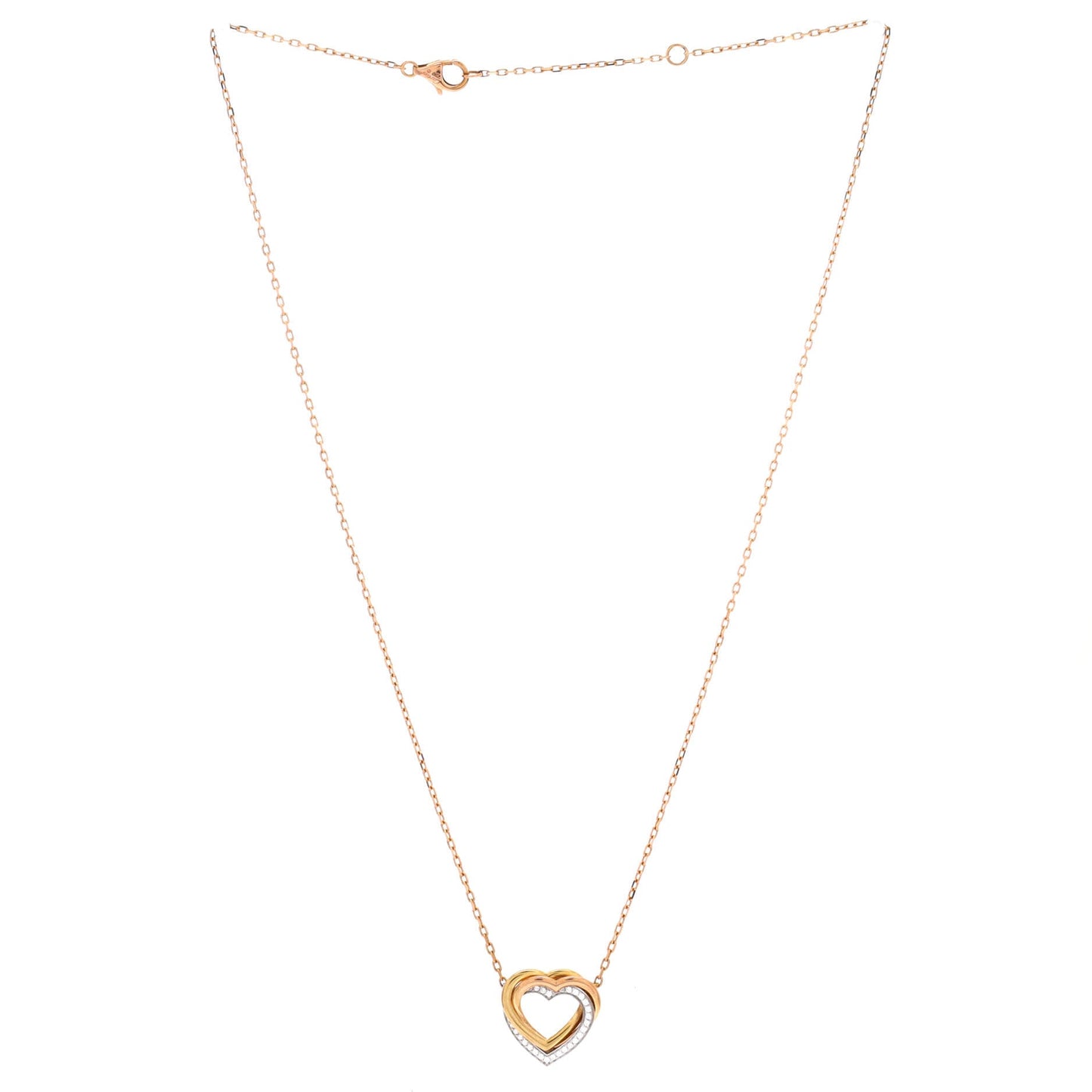 Trinity de Cartier Heart Pendant Necklace 18K Tricolor Gold with Diamonds