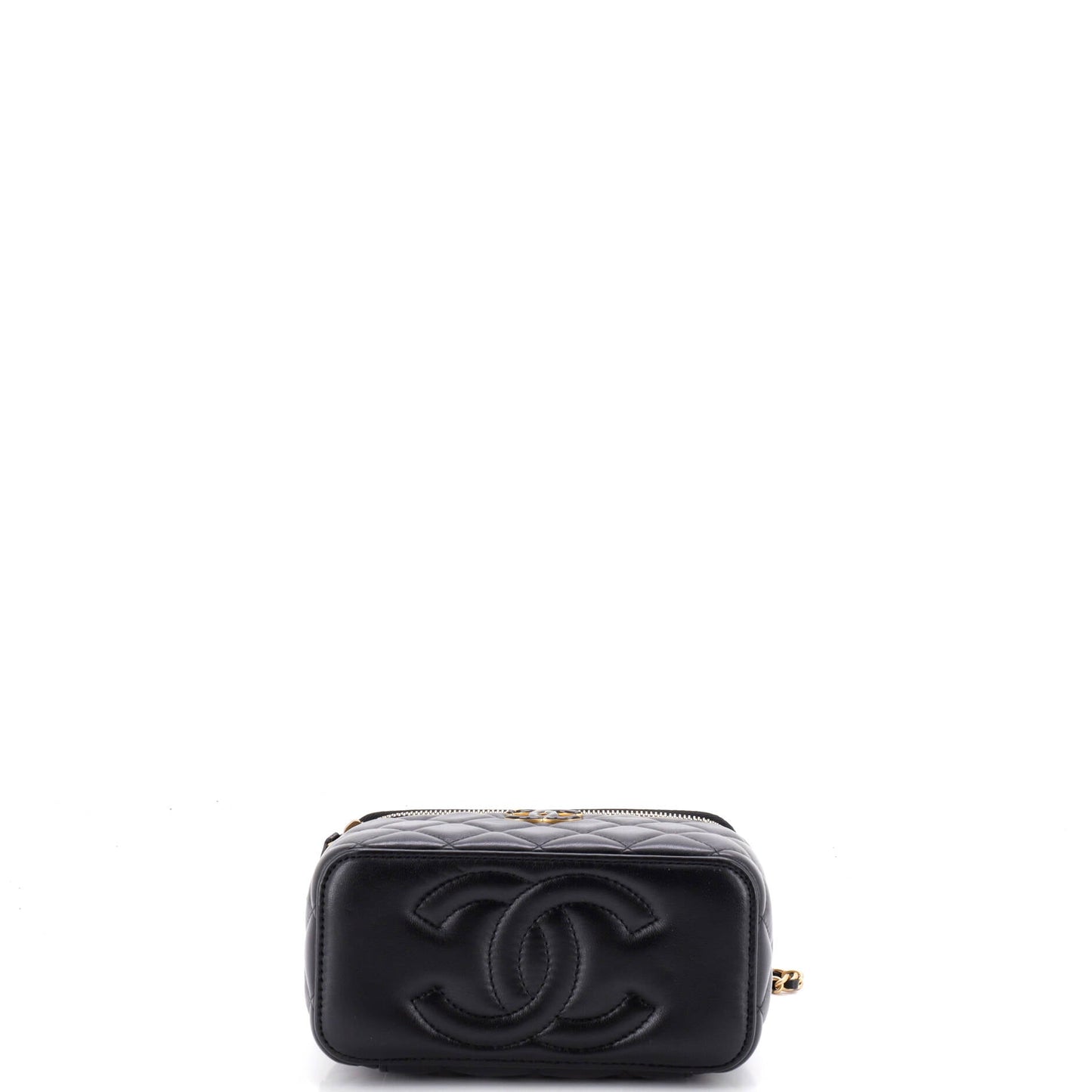 Enamel Multi CC Chain Vanity Case Quilted Lambskin Small
