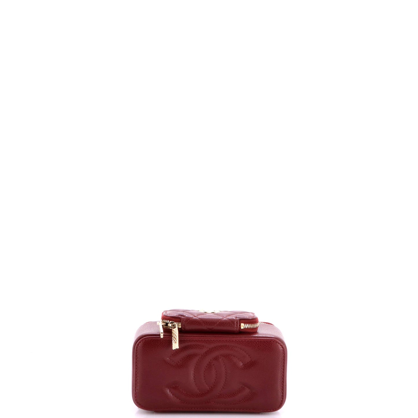 Business Affinity Top Handle Vanity Case with Chain Quilted Caviar Small