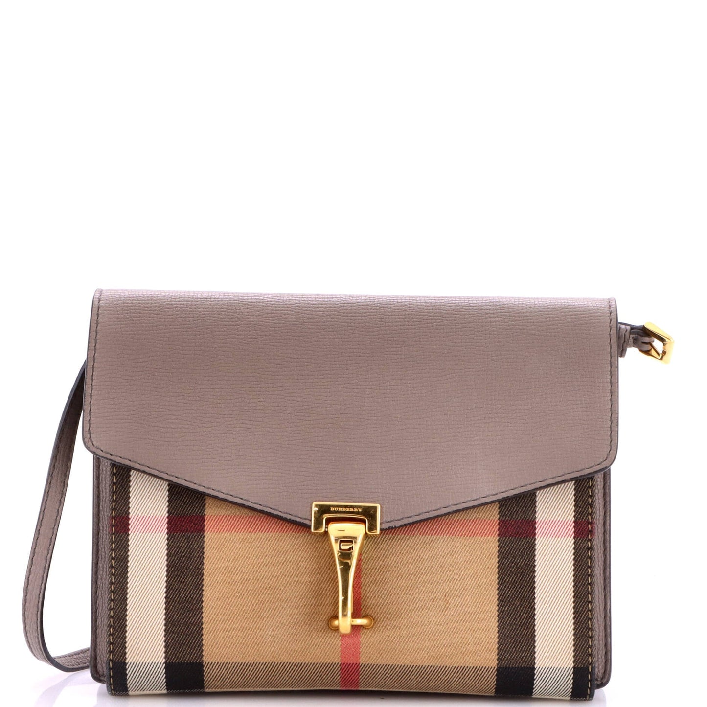 Macken Crossbody Bag Leather and House Check Canvas Small