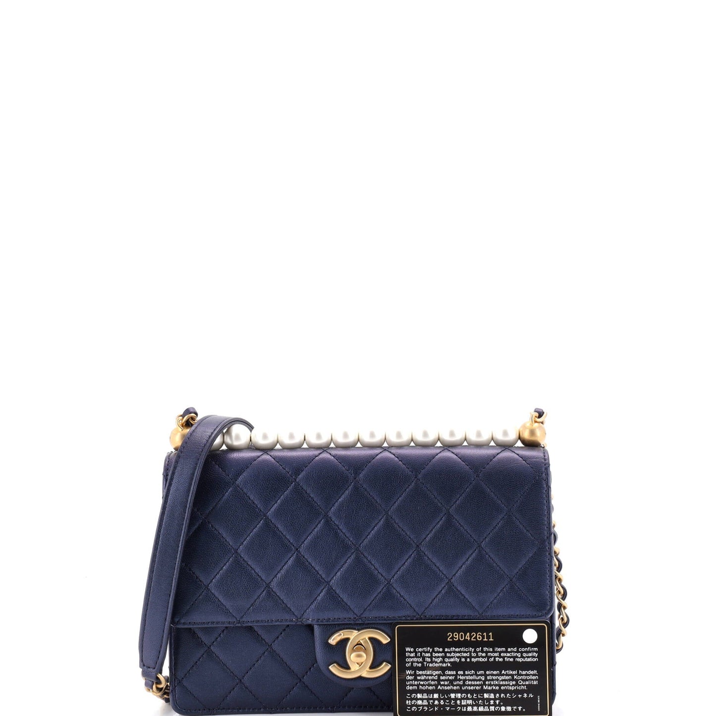 Chic Pearls Flap Bag Quilted Lambskin Small
