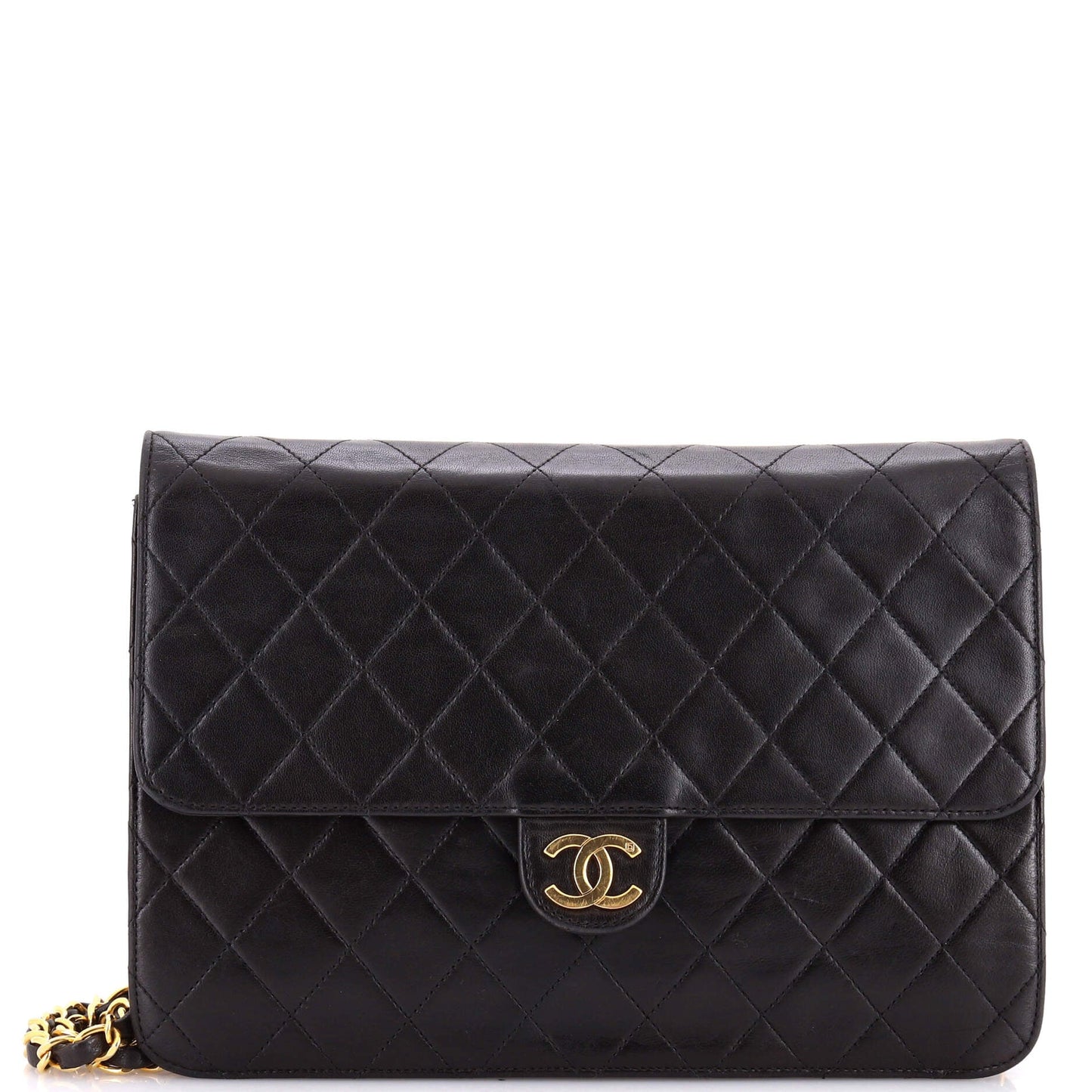 Vintage Clutch with Chain Quilted Leather Medium