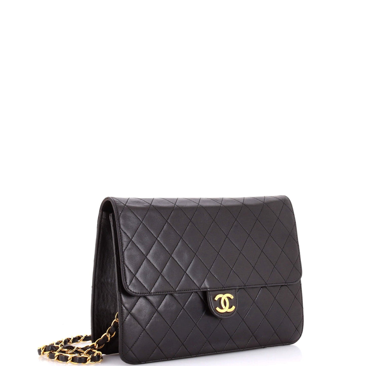 Vintage Clutch with Chain Quilted Leather Medium