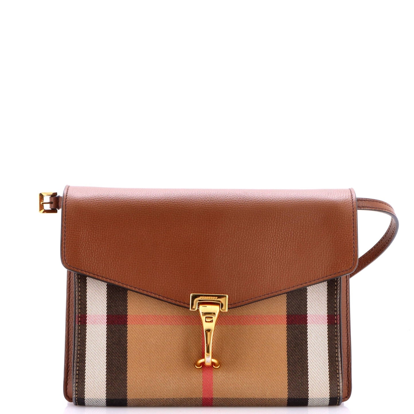Macken Crossbody Bag Leather and House Check Canvas Small