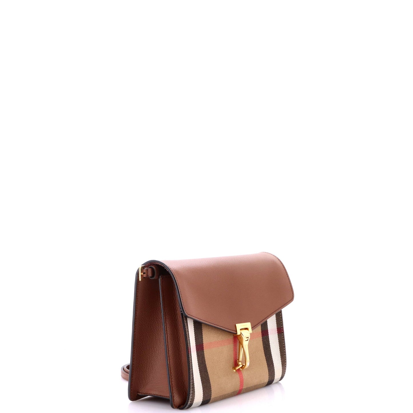 Macken Crossbody Bag Leather and House Check Canvas Small