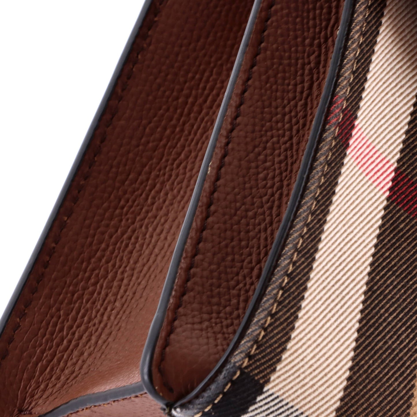 Macken Crossbody Bag Leather and House Check Canvas Small