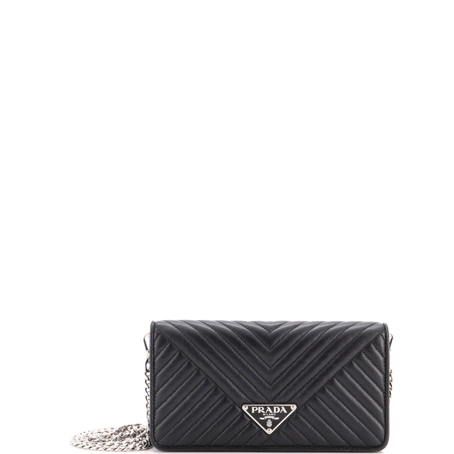 Wallet on Chain Diagramme Quilted Leather Small