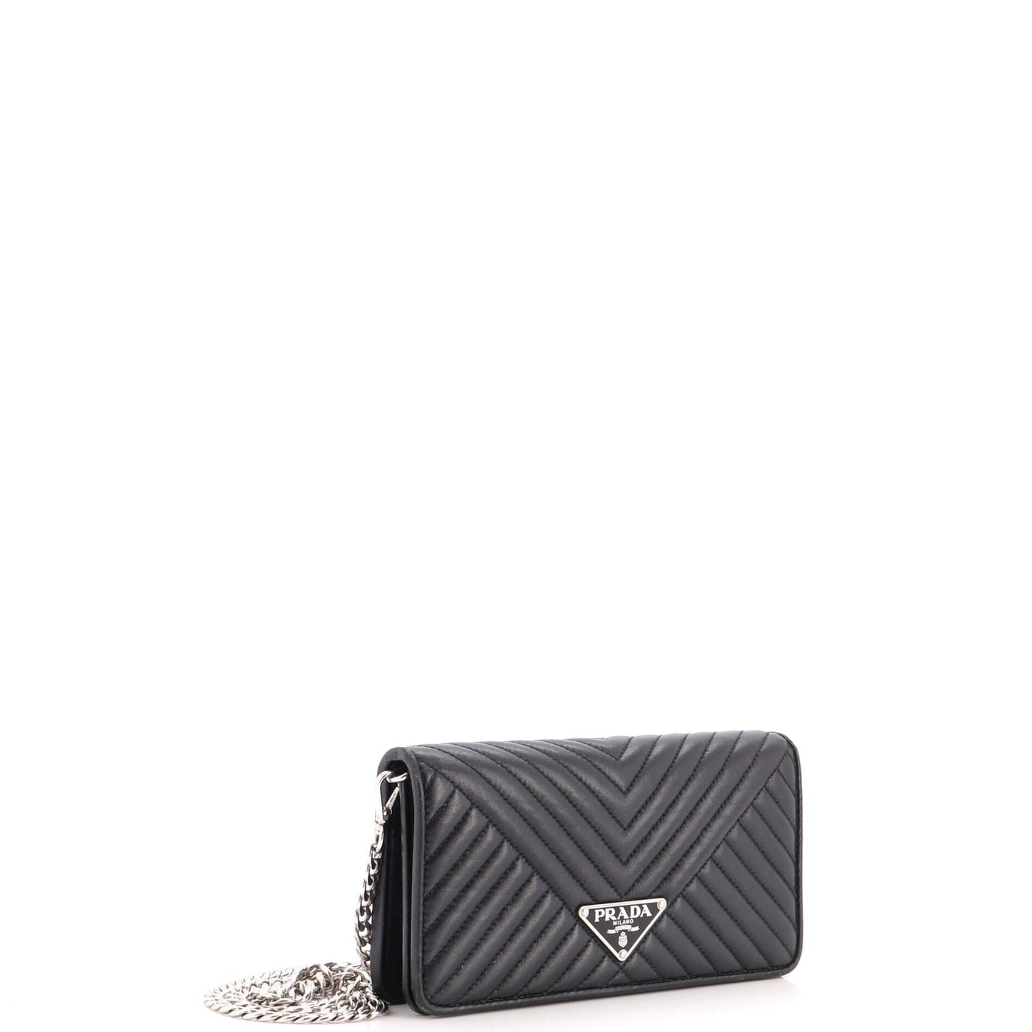 Wallet on Chain Diagramme Quilted Leather Small