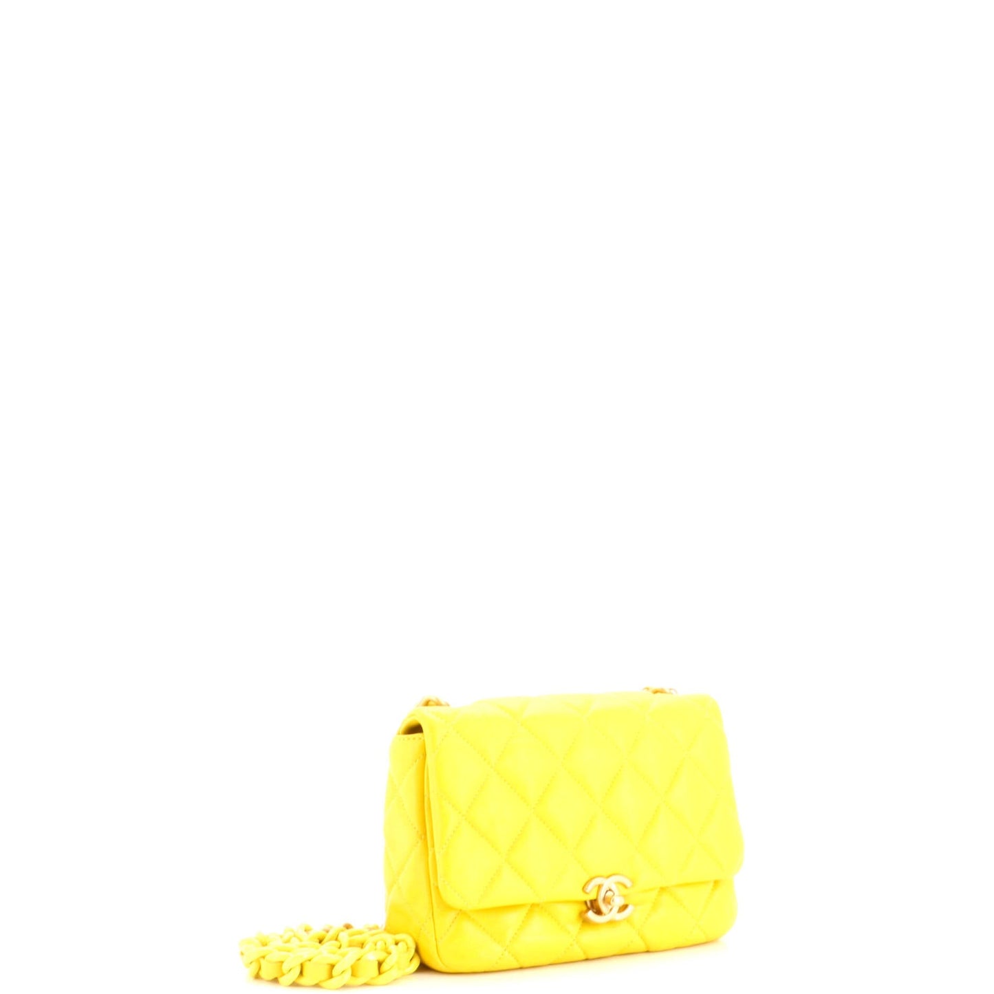 Lacquered Metal CC Flap Bag Quilted Lambskin Small