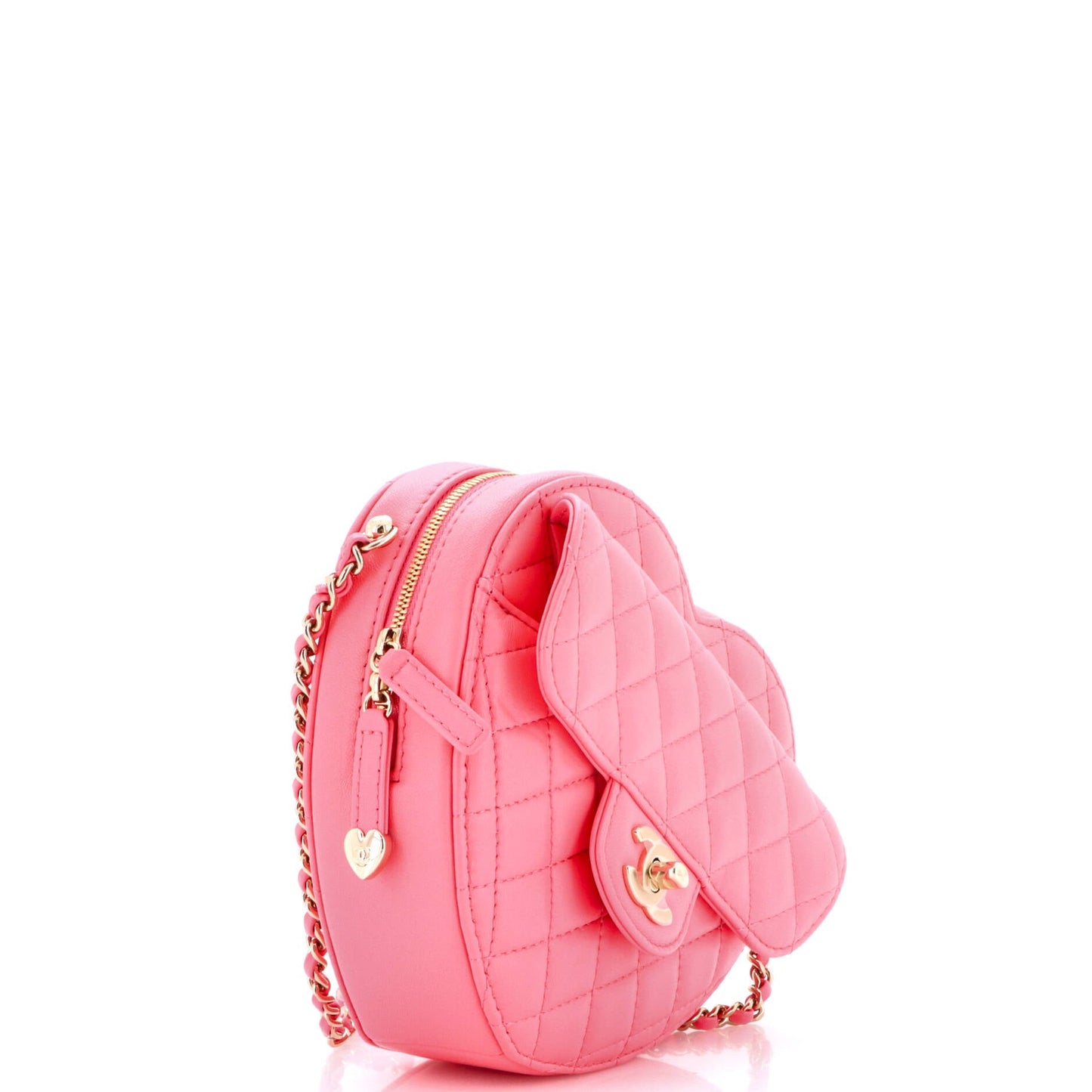 CC in Love Heart Bag Quilted Lambskin Large