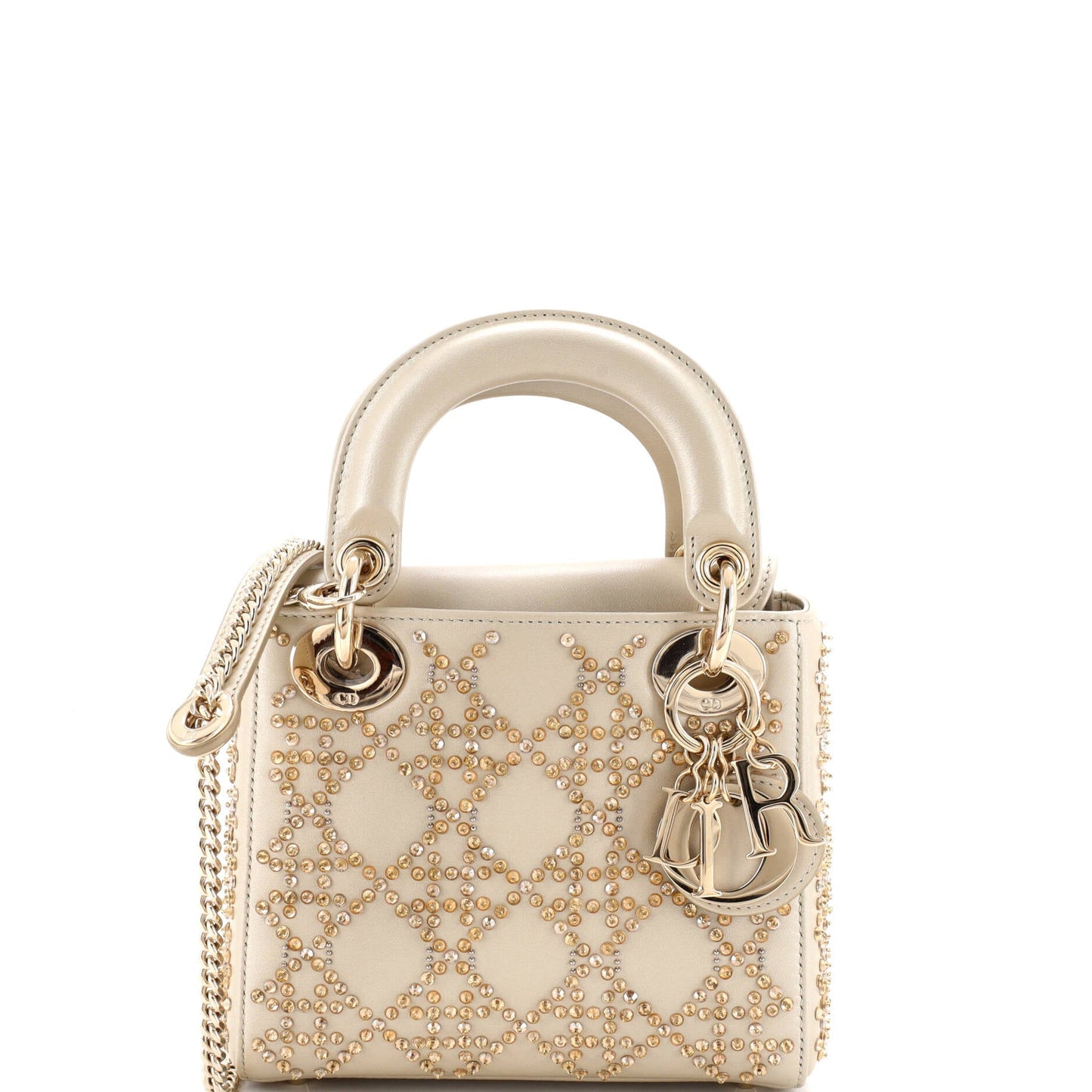 Lady Dior Chain Bag Crystal Embellished Cannage Quilt Leather Mini