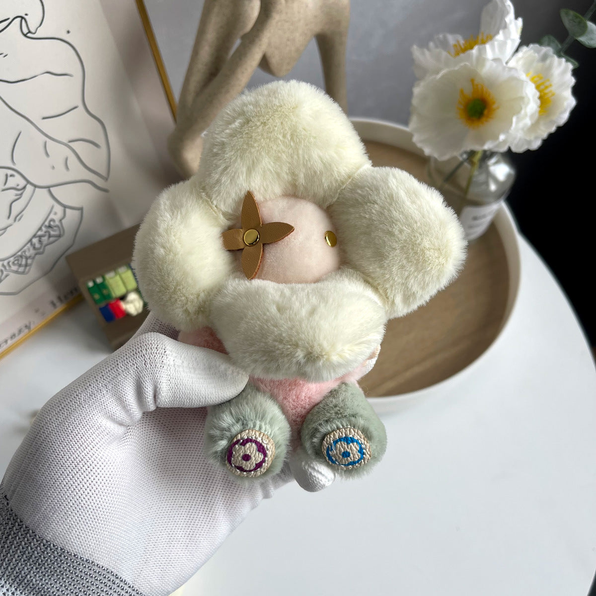 Söt solros plysch nyckelring – Vivian Doll Bag Charm för kvinnor, bil & ryggsäck dekoration