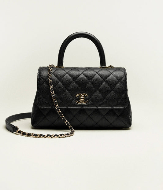 Caviar C Handle Luxury Flap Bag