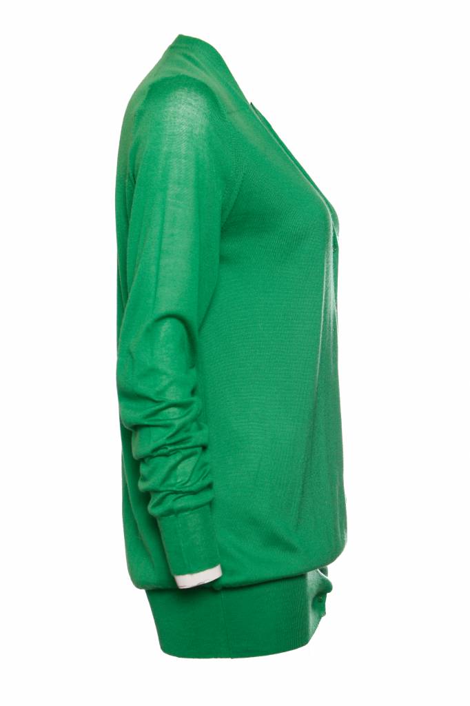 Women's Celine, apple green cashmere cardigan.