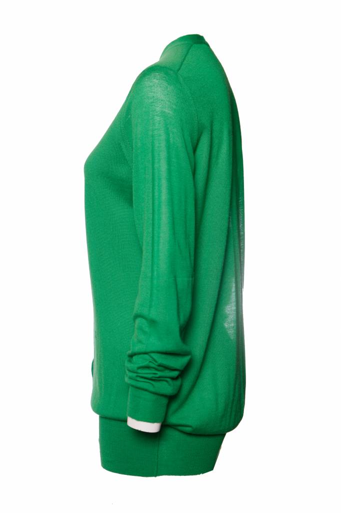 Women's Celine, apple green cashmere cardigan.