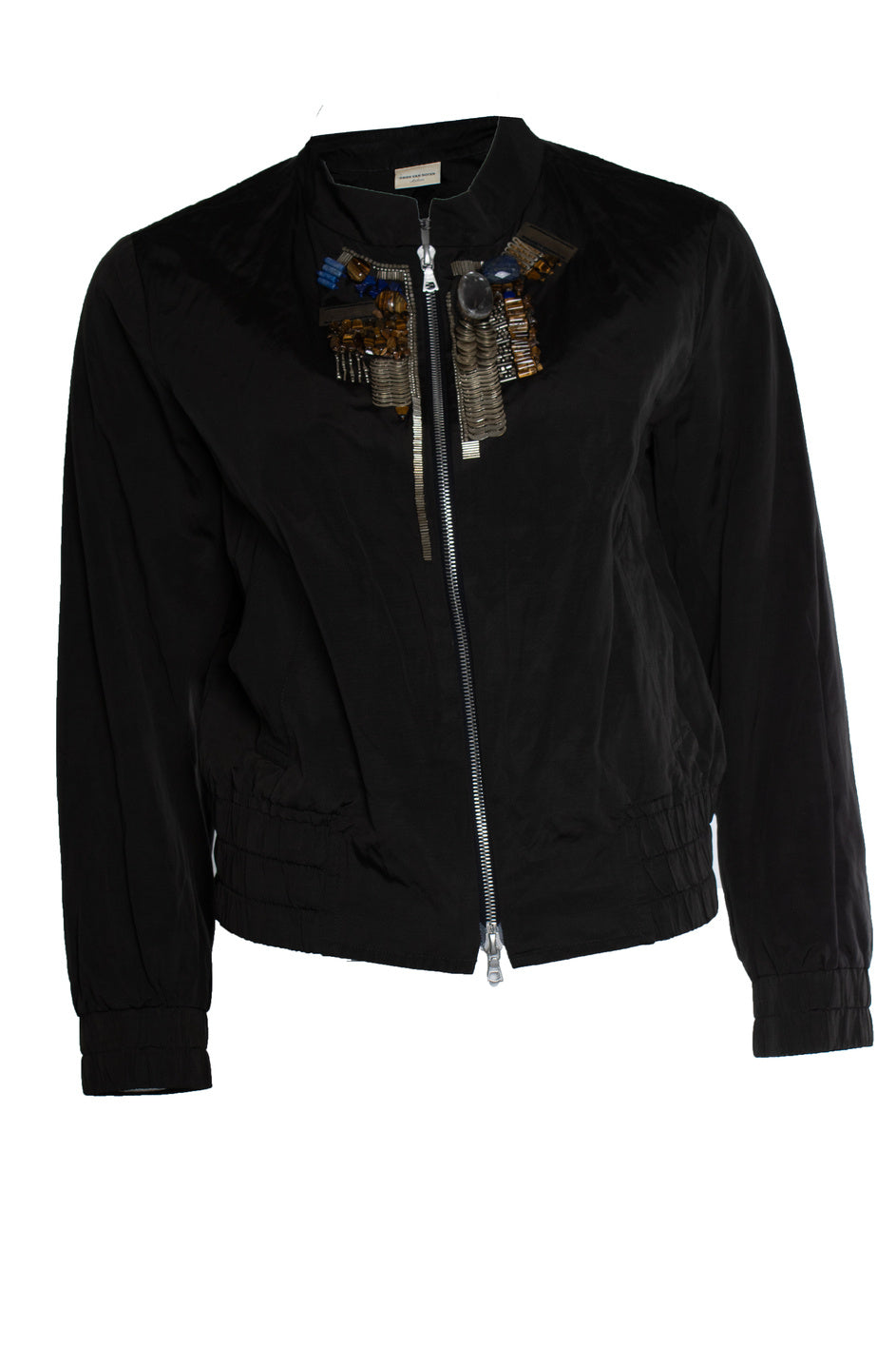 Women's Dries van Noten, black embellished bomber jacket