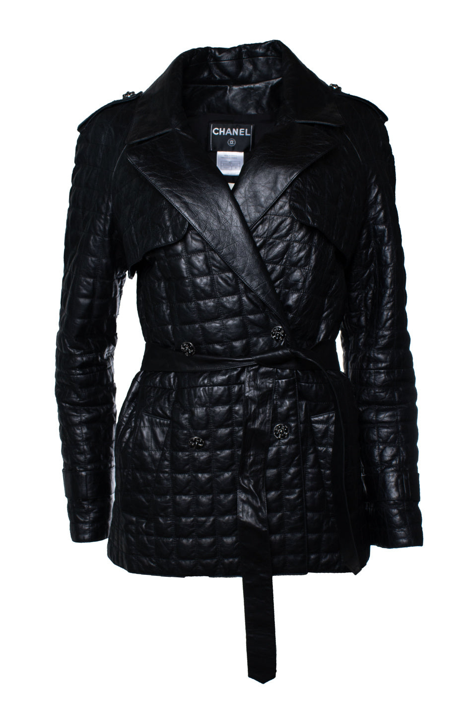 Women's Chanel, black quilted leather jacket 2006