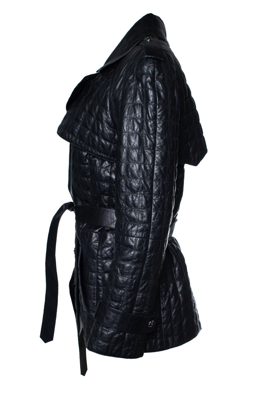 Women's Chanel, black quilted leather jacket 2006