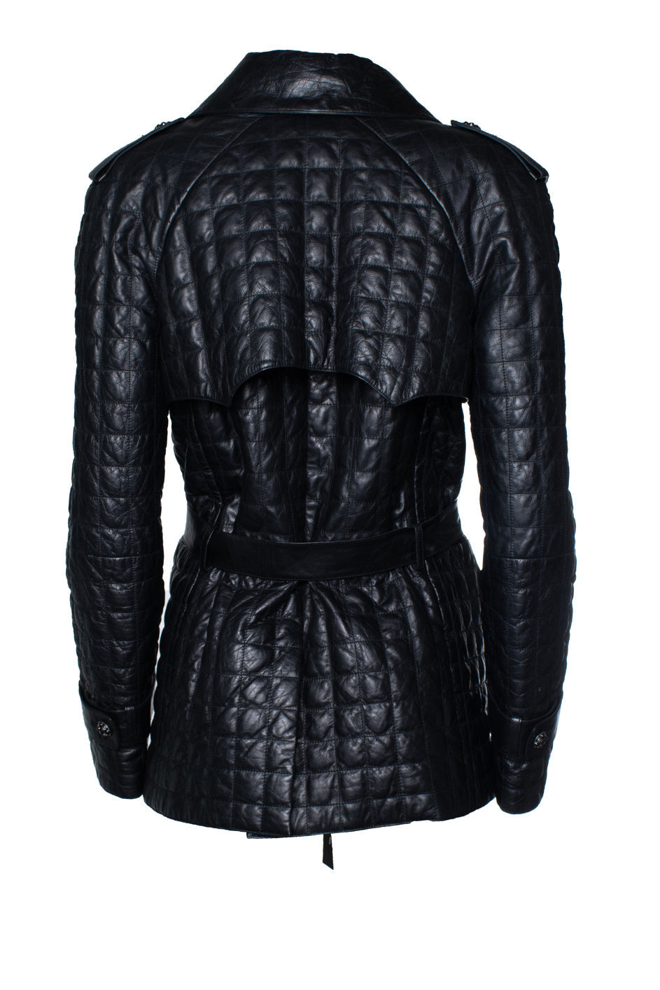 Women's Chanel, black quilted leather jacket 2006