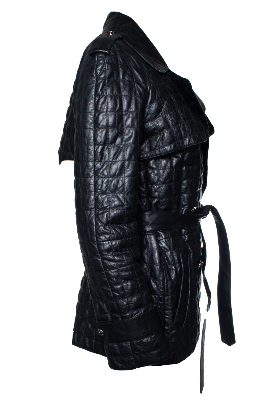 Women's Chanel, black quilted leather jacket 2006