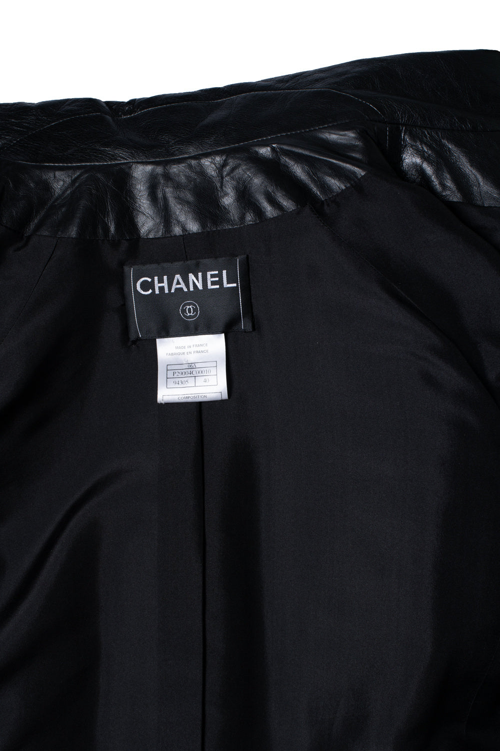Women's Chanel, black quilted leather jacket 2006
