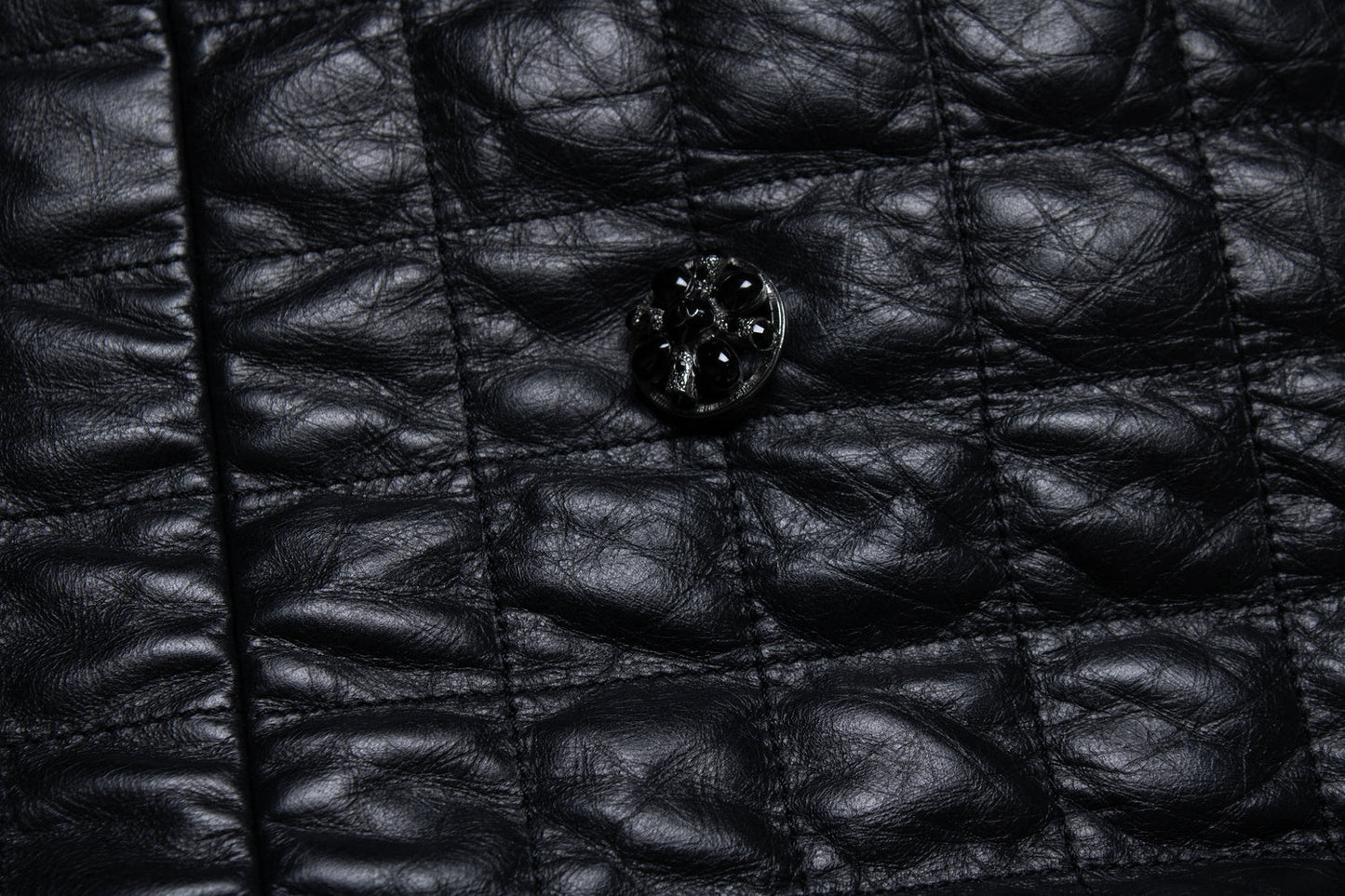 Women's Chanel, black quilted leather jacket 2006