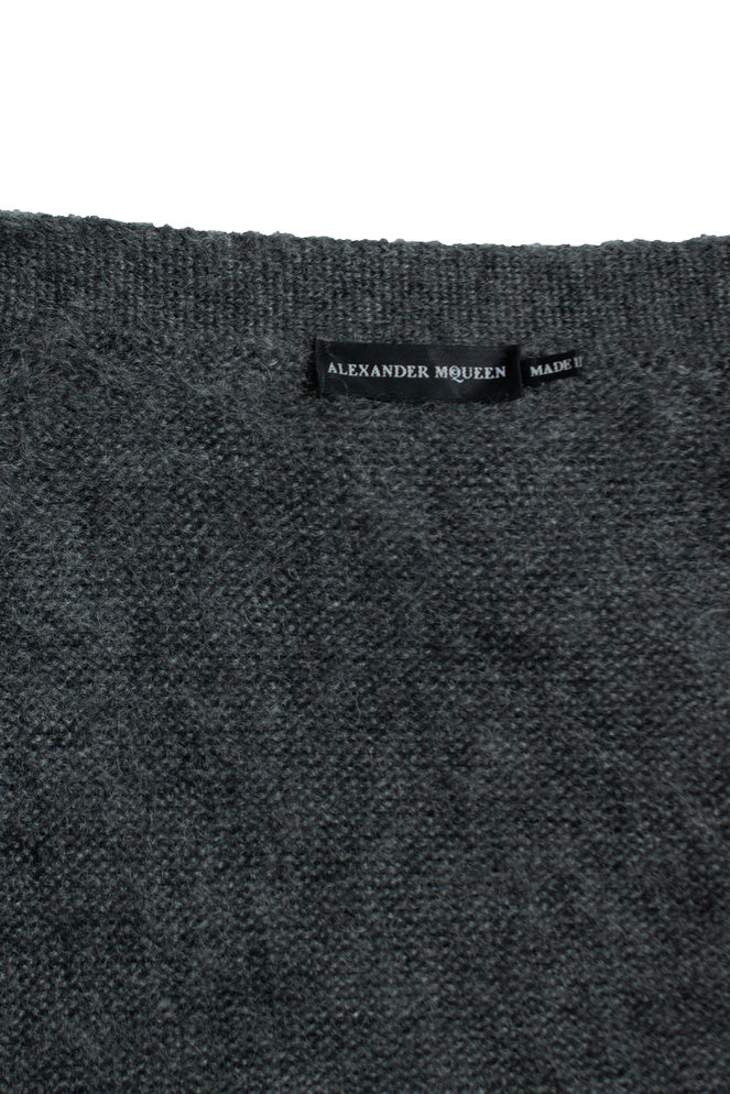 Men's Alexander McQueen, Grey distressed cardigan