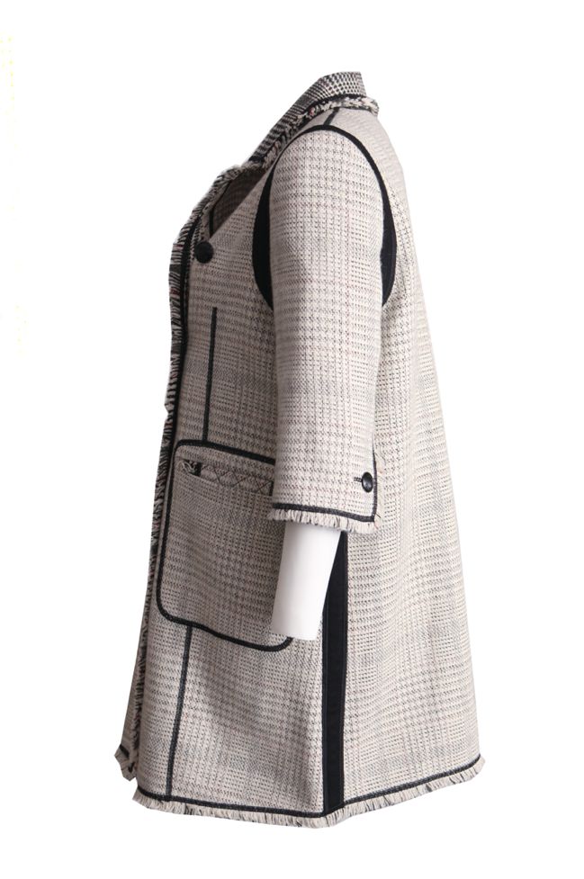Women's Louis Vuitton, black/white tweed coat with ¾ sleeves in size FR40/S.