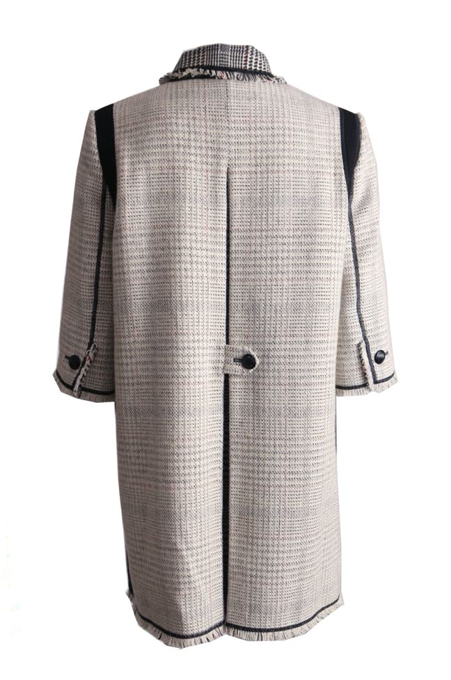 Women's Louis Vuitton, black/white tweed coat with ¾ sleeves in size FR40/S.