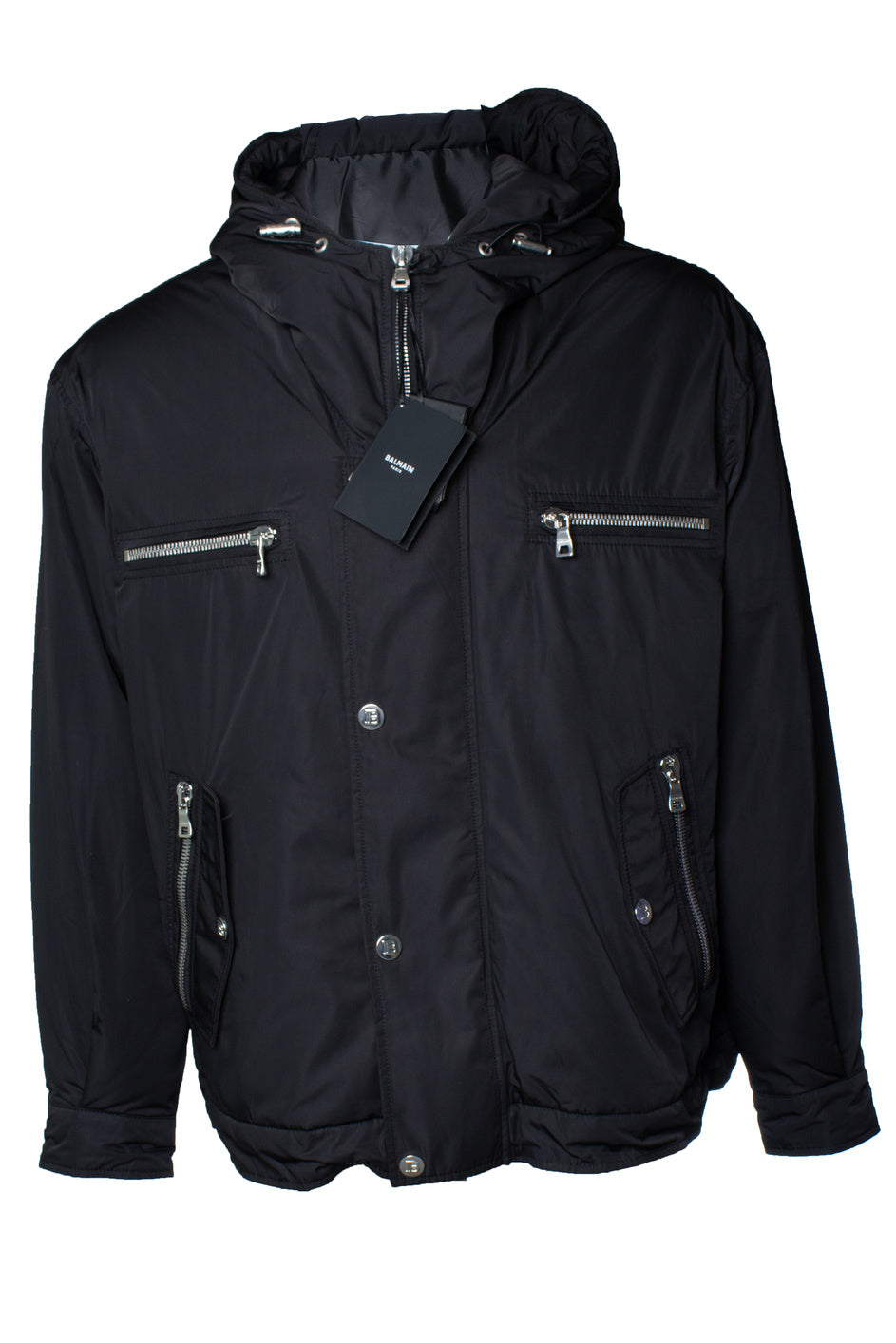Men's Balmain, hooded bomber jacket in black