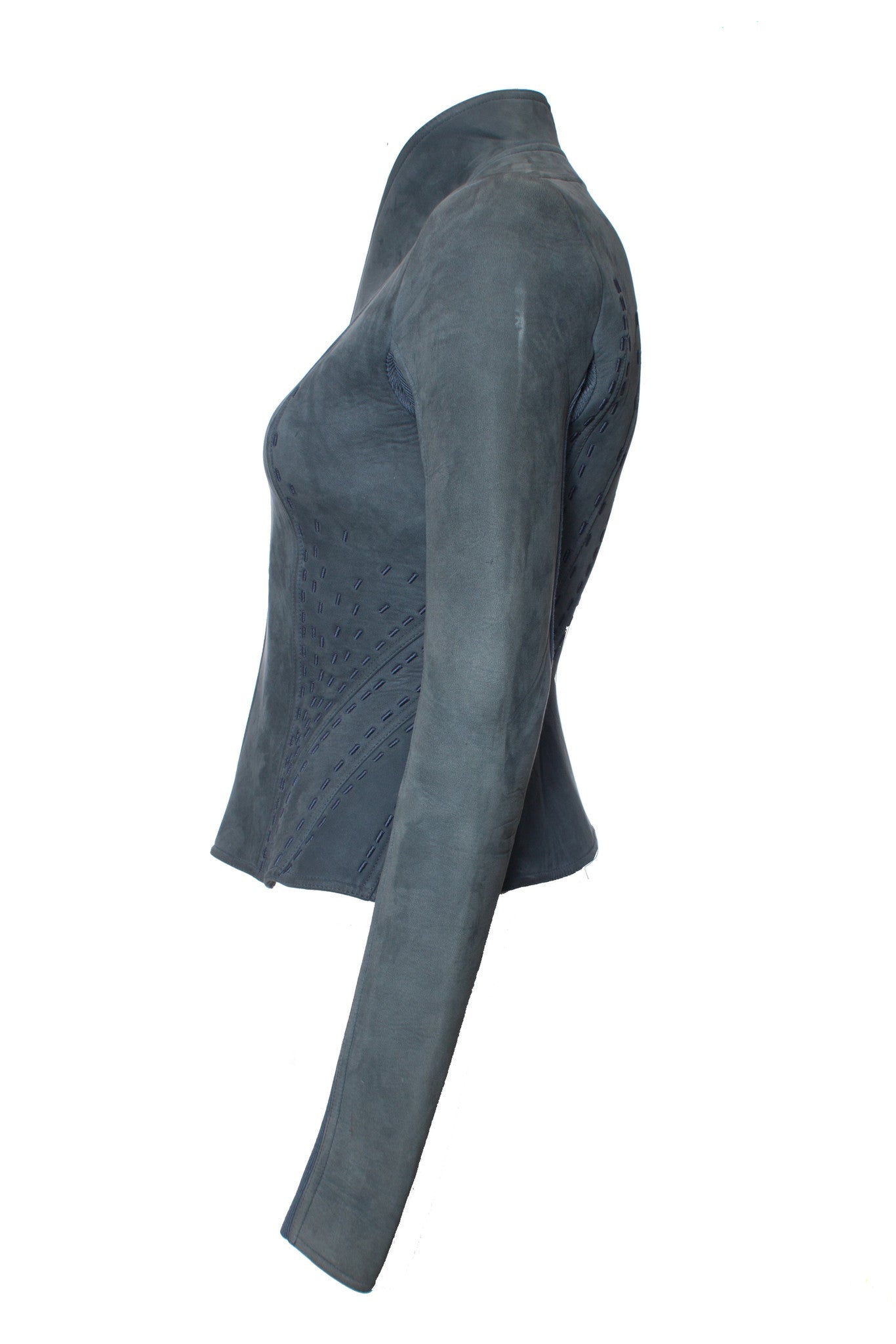 Women's Rick Owens, Lilies Blue bonded Nubuck Campala jacket.