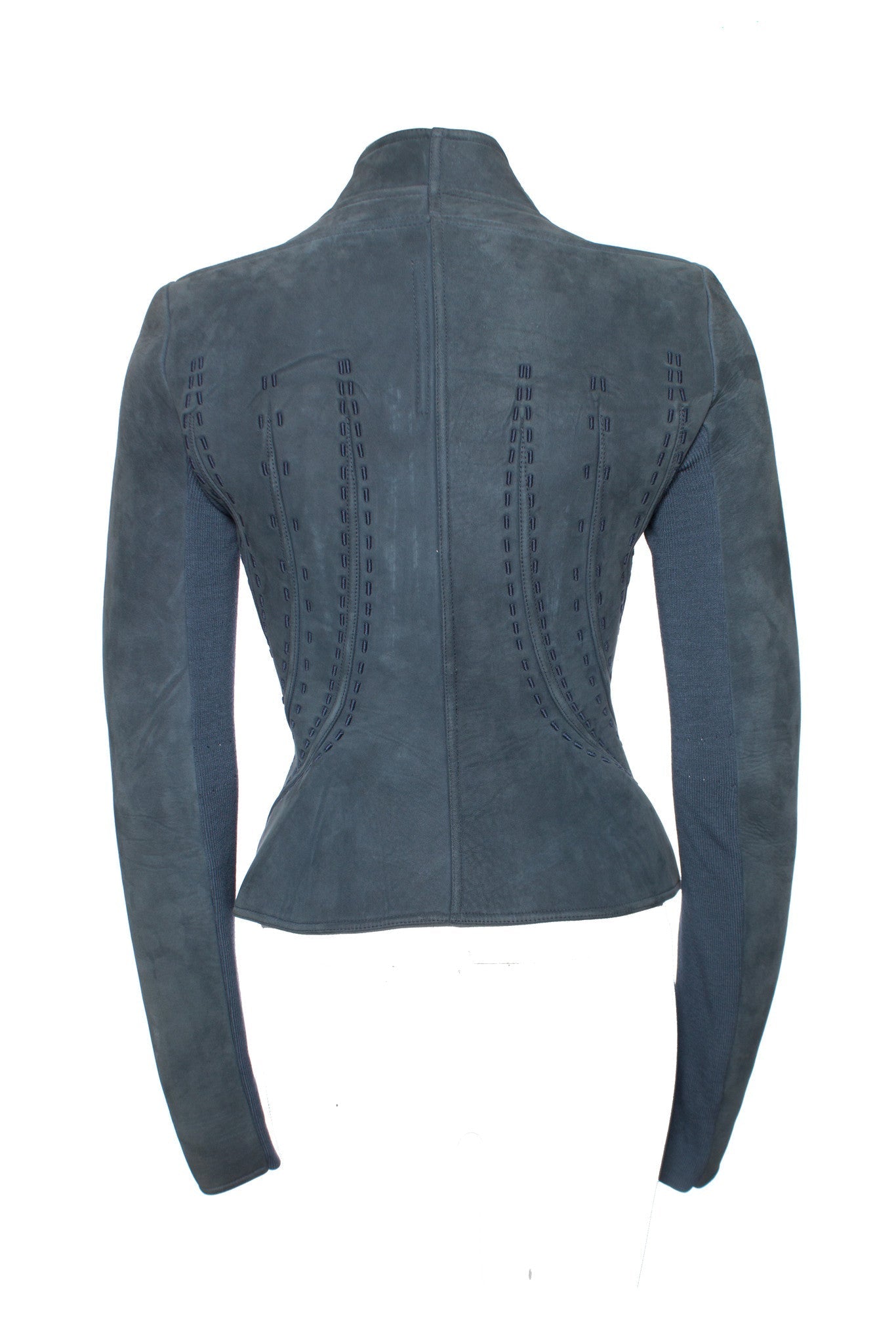 Women's Rick Owens, Lilies Blue bonded Nubuck Campala jacket.