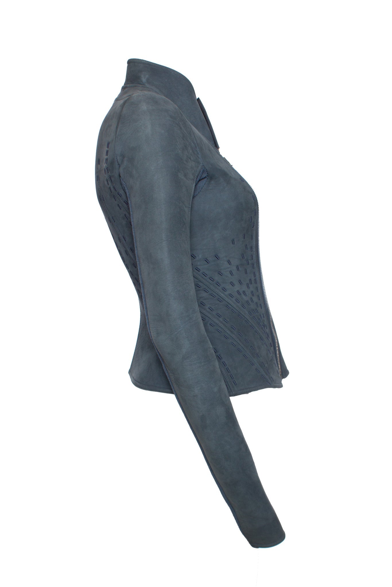 Women's Rick Owens, Lilies Blue bonded Nubuck Campala jacket.