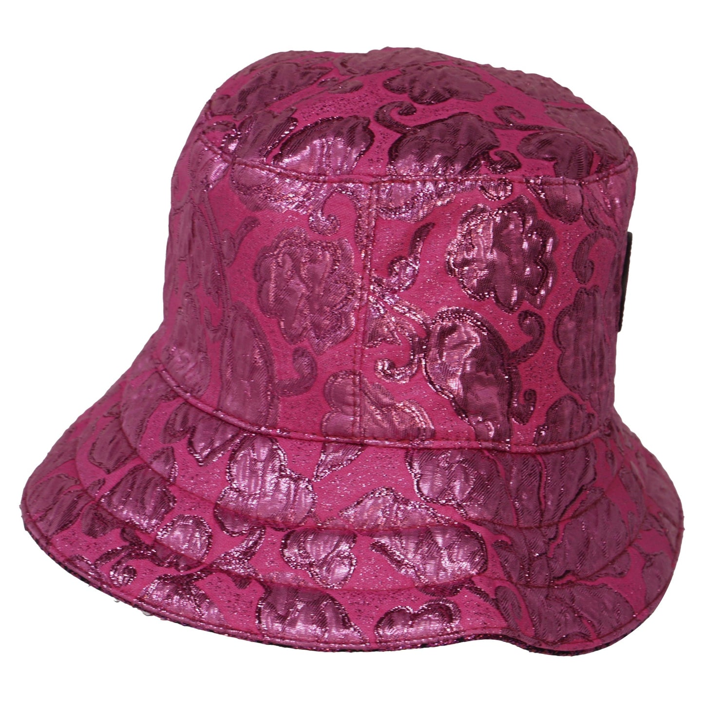 Gucci Lamé GG Monogram Reversible Bucket in Pink Polyamide