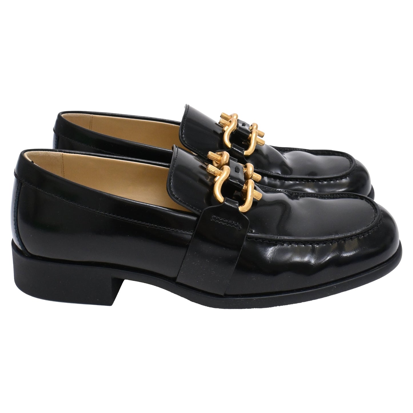 Women's Bottega Veneta Monsieur Loafers in Black Patent Leather
