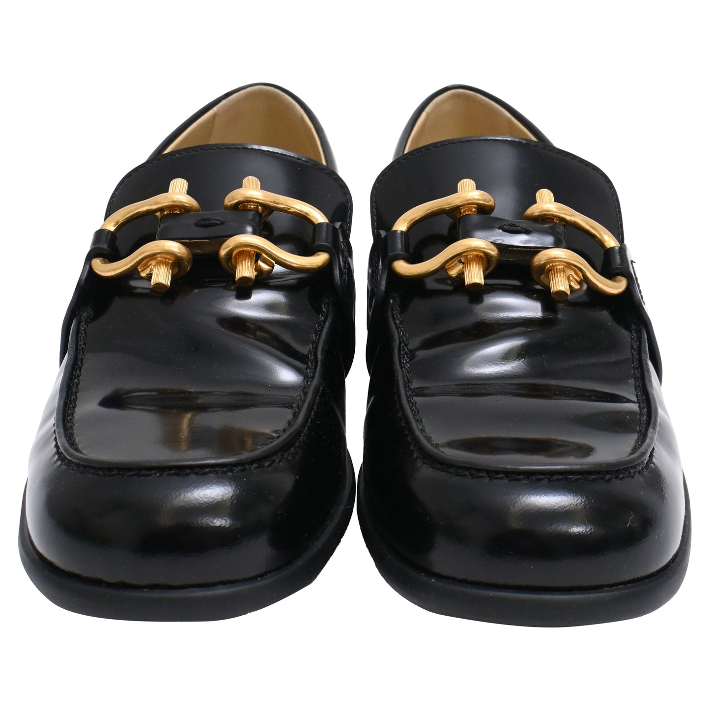 Women's Bottega Veneta Monsieur Loafers in Black Patent Leather