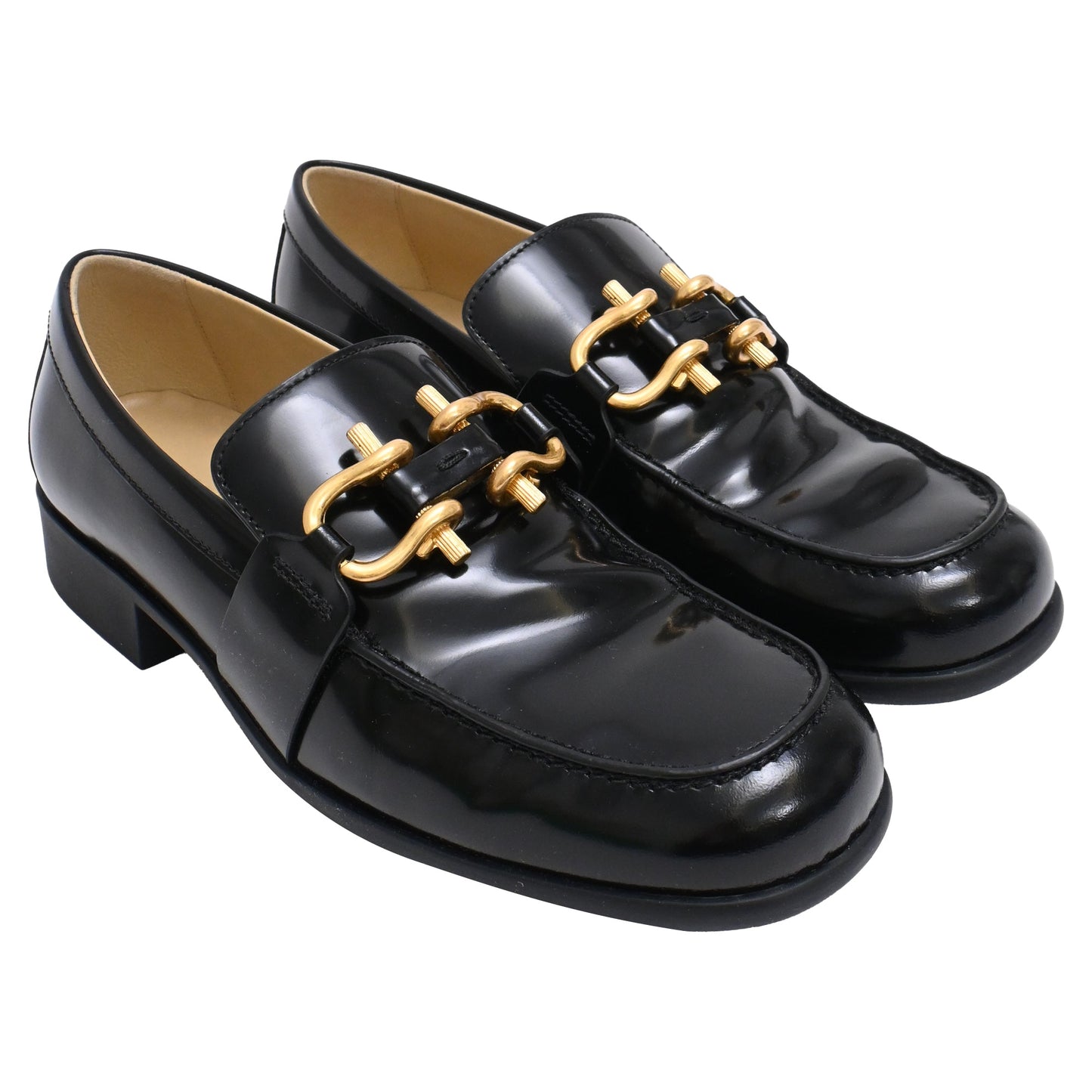Women's Bottega Veneta Monsieur Loafers in Black Patent Leather