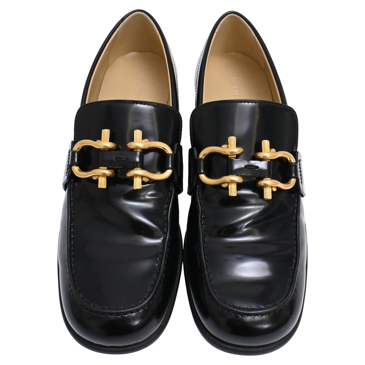 Women's Bottega Veneta Monsieur Loafers in Black Patent Leather