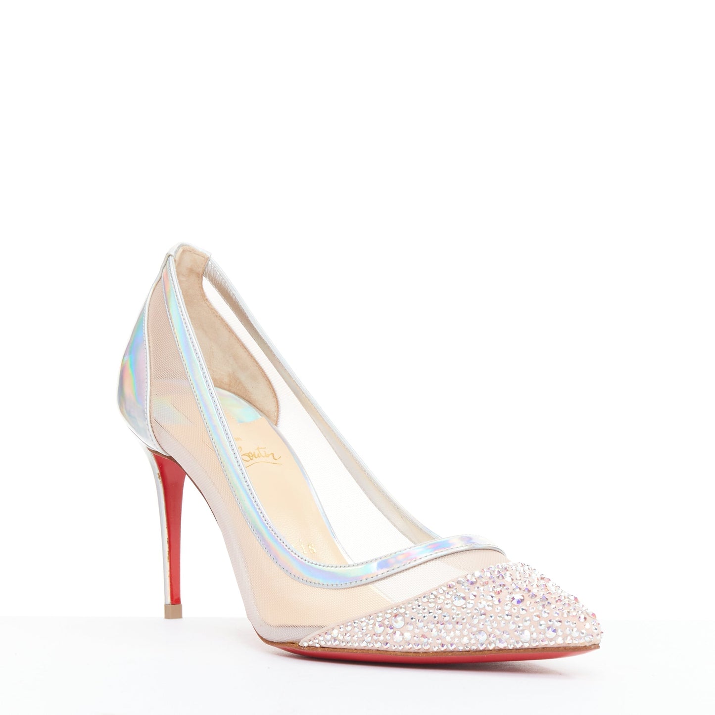 Women's Christian Louboutin Mesh Crystal Heels