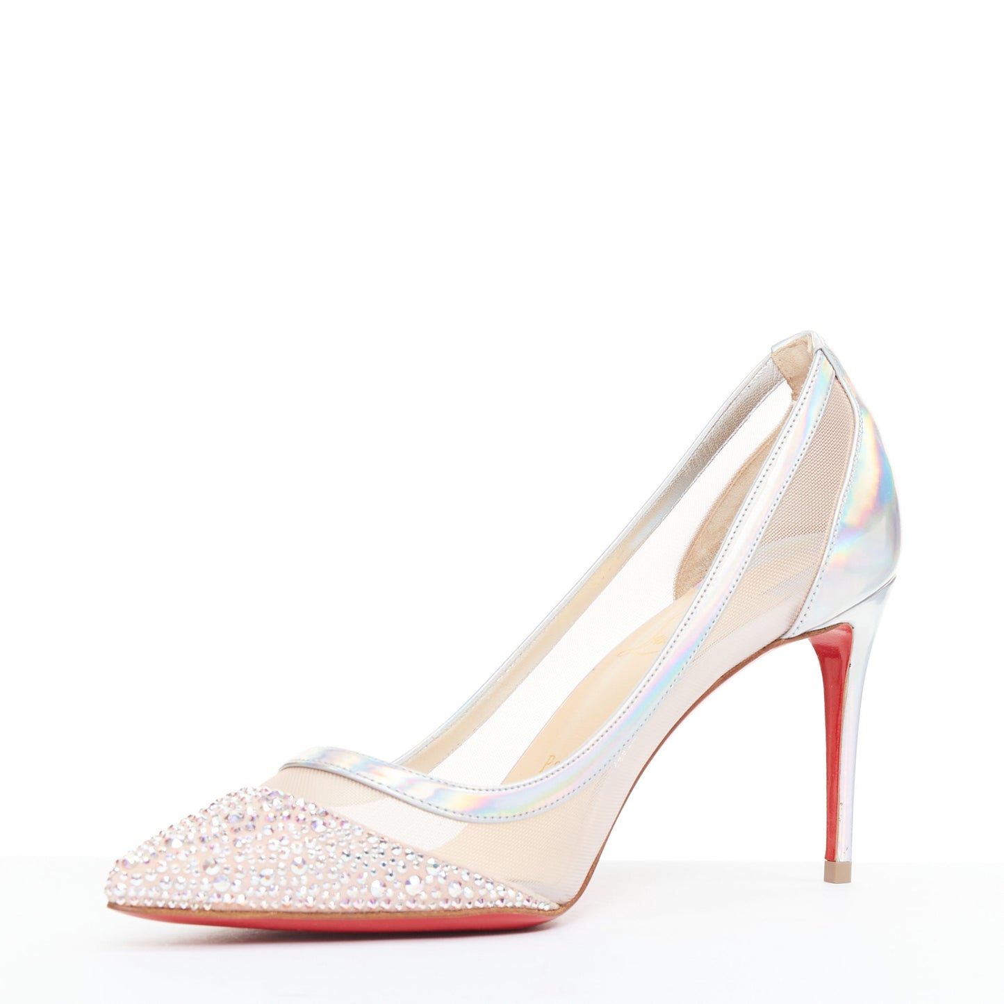 Women's Christian Louboutin Mesh Crystal Heels