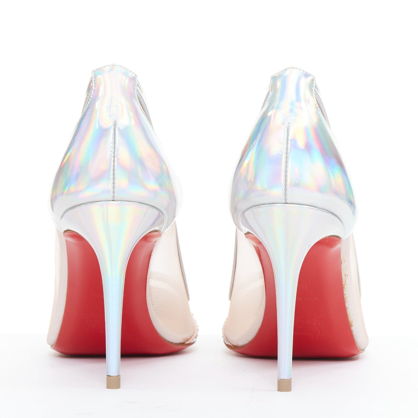 Women's Christian Louboutin Mesh Crystal Heels