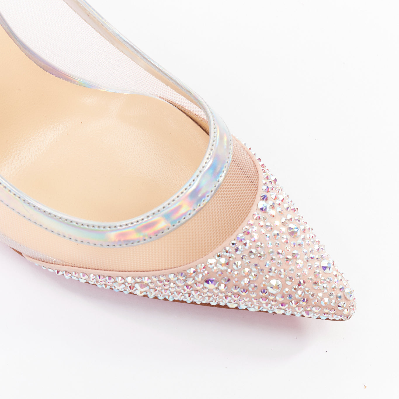 Women's Christian Louboutin Mesh Crystal Heels