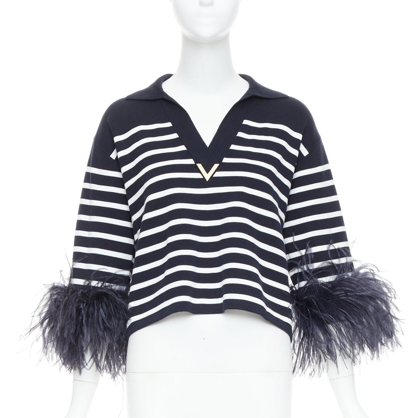 Men's Valentino 2024 VGold Ostrich Feather Polo