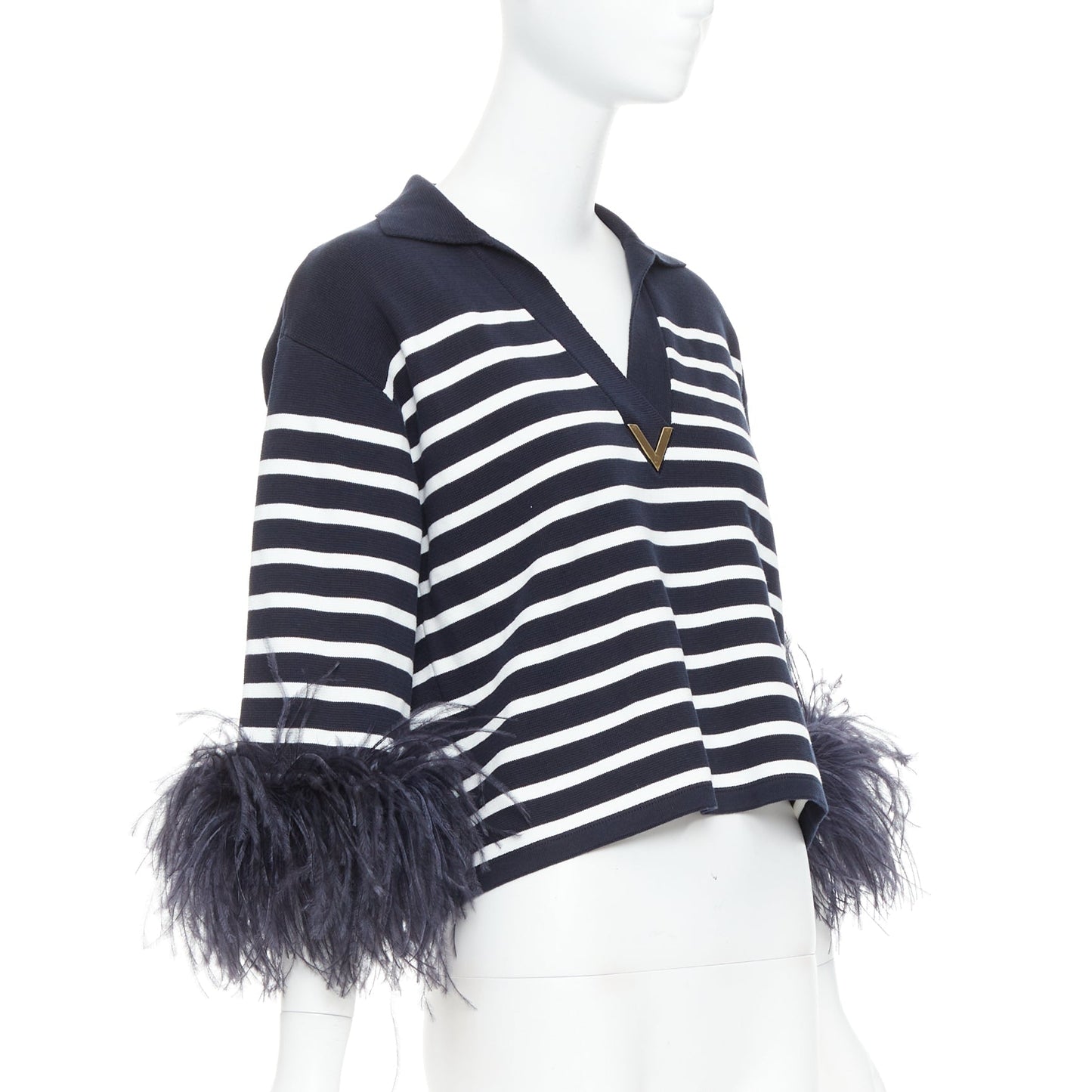 Men's Valentino 2024 VGold Ostrich Feather Polo