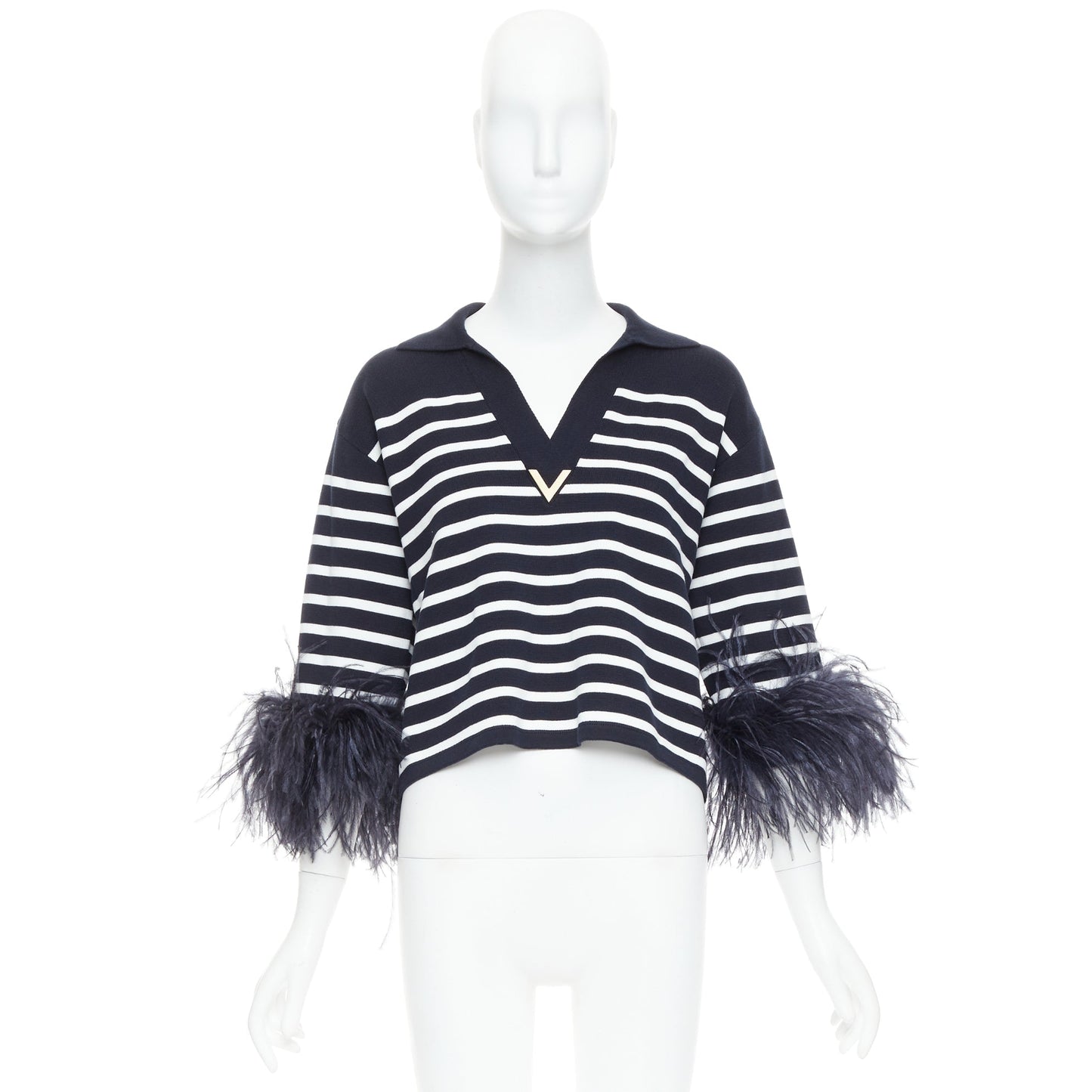 Men's Valentino 2024 VGold Ostrich Feather Polo