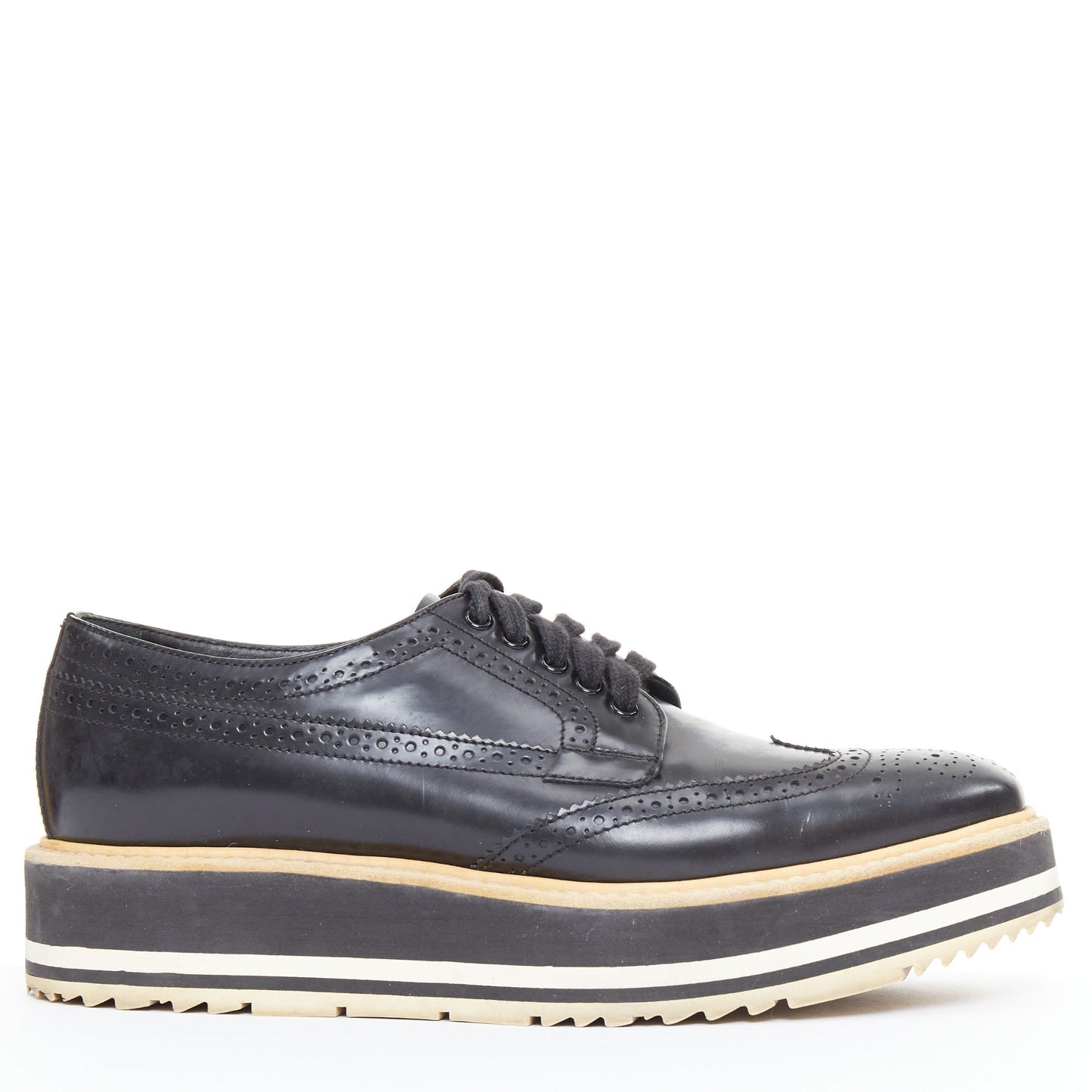 Women's Prada Wingtip Platform Brogue Oxfords