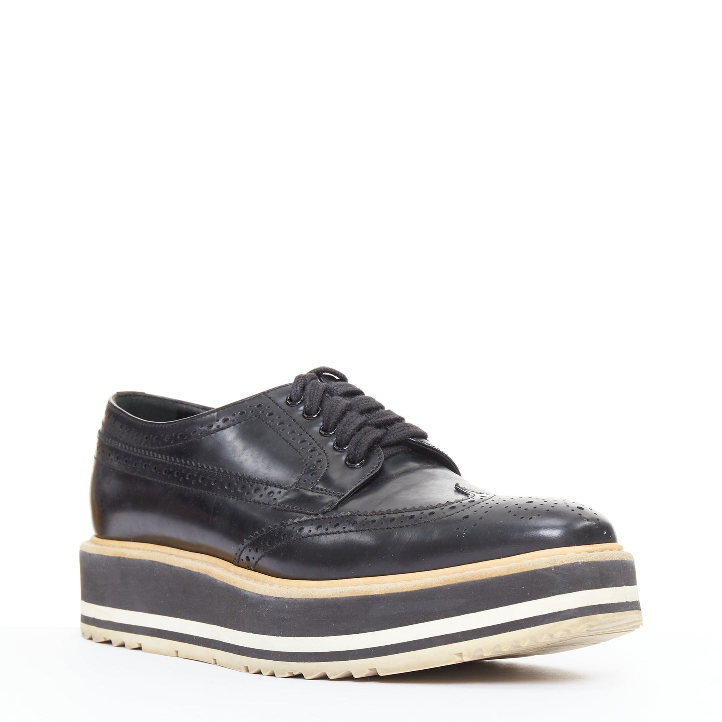 Women's Prada Wingtip Platform Brogue Oxfords